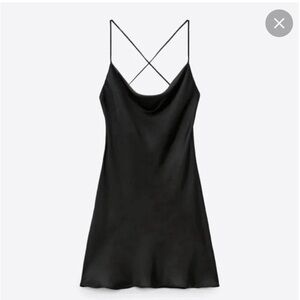 Zara Satin, Cowl, Cross-Back Dress